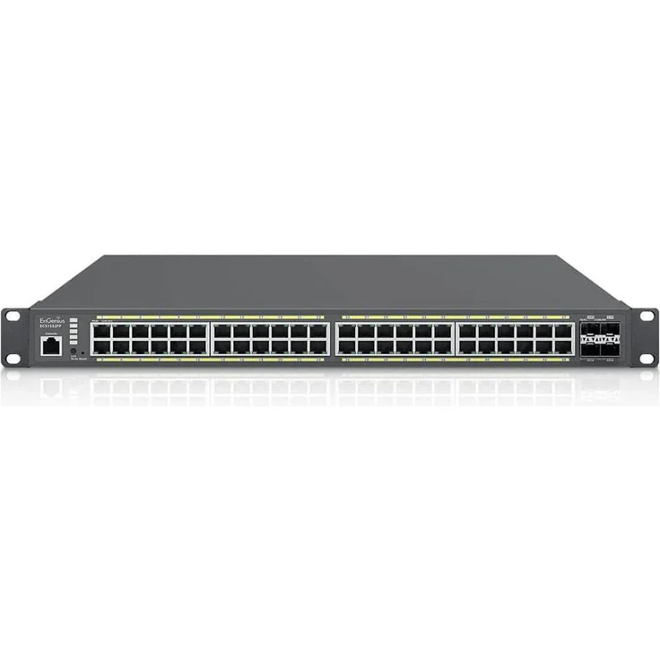 EnGenius ECS1552FP, Cloud Managed Switch mit 48-Port GbE PoE+ 740W, 4x 10G SFP+, L2+, Schwarz
