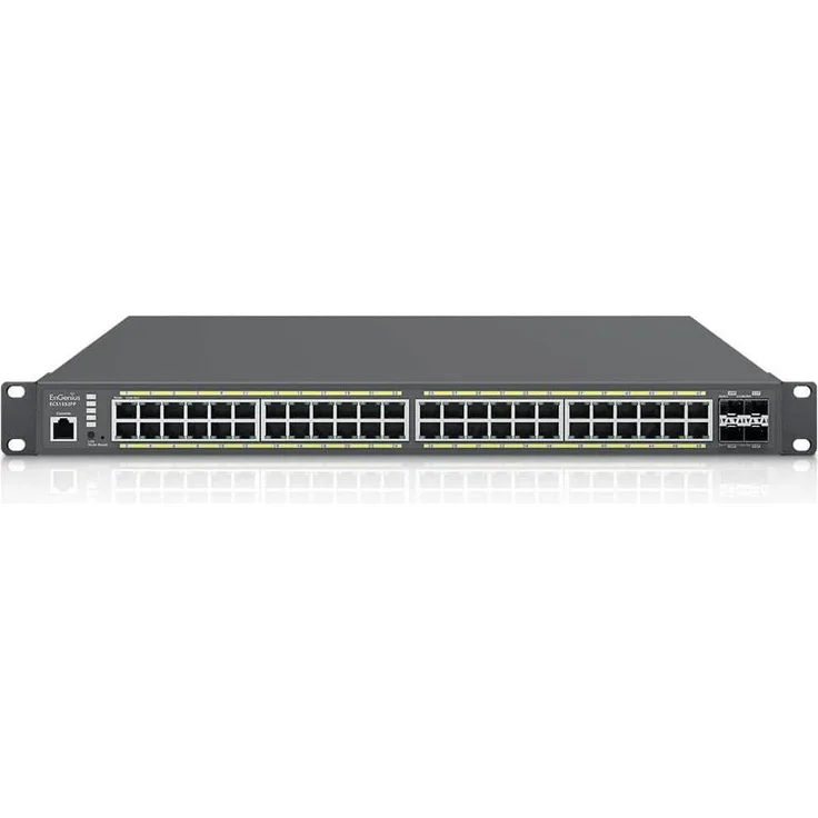 EnGenius ECS1552FP, Cloud Managed Switch mit 48-Port GbE PoE+ 740W, 4x 10G SFP+, L2+, Schwarz