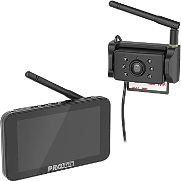 ProUser Rückfahr-Kamerasystem 16211, digitales kabelloses System mit 1920x1080 Full HD Kamera und Nachtsichtfunktion, 5" LCD-Monitor