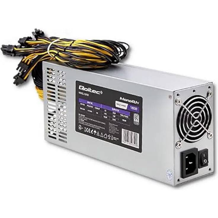 Qoltec 50350 Power Supply 1850W PCI-E 80 Plus Platinum Gaming Miner, Platinum (Qoltec)