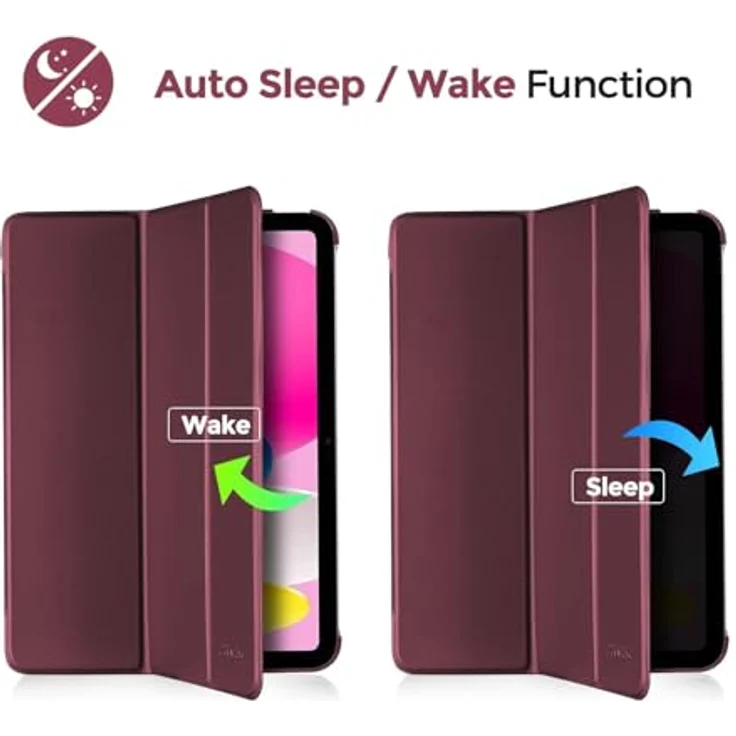 ProCase Hülle für iPad A16 11. Generation 2025 11"/ iPad 10. Generation 2022 10,9'' - Leicht Dünn Hart Schutzhülle mit Auto Wake/Sleep Funktion, Wein – Bild 4