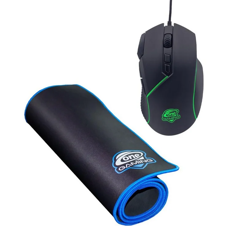 ONE GAMING Starter Bundle Maus- und Mauspad-Set, 10.000 DPI Sensor, 8 programmierbare Tasten, rutschfester Unterseite, Jacquard Stoff