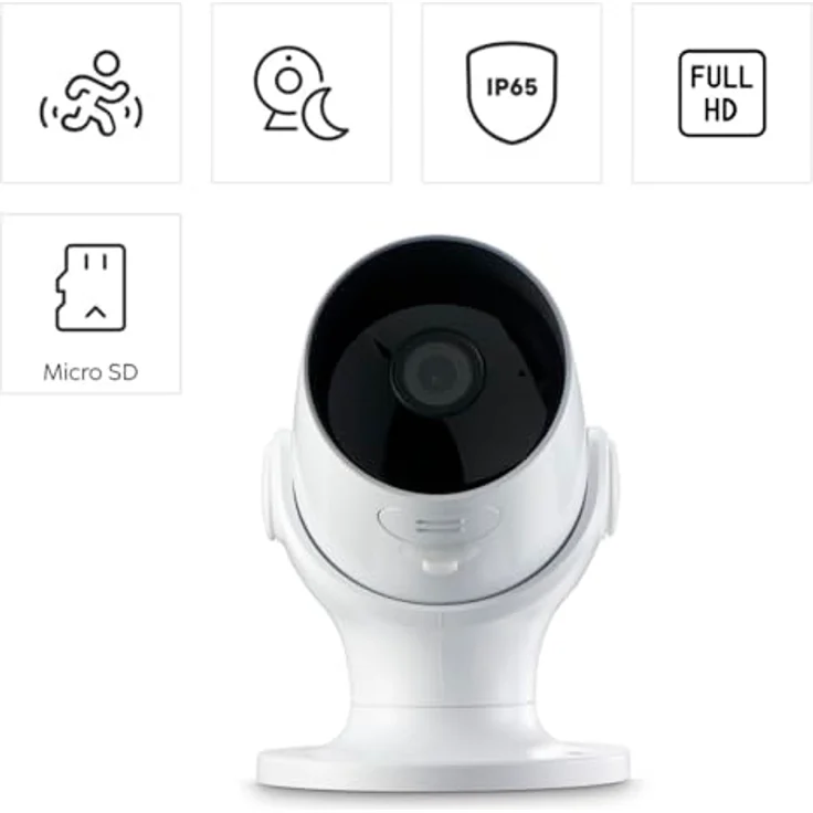 Hama Überwachungskamera WLAN (WLAN Kamera f. außen, Outdoor-Kamera mit Sprach- u. App-Steuerung, wetterfeste Außenkamera mit Bewegungsmelder, Nachtsicht, 2-Wege-Audio, Aufzeichnung, 1080p) weiß – Bild 2