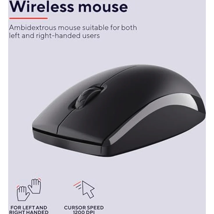 Trust Primo Funk Tastatur, Maus-Set Deutsch, QWERTZ Schwarz – Bild 5