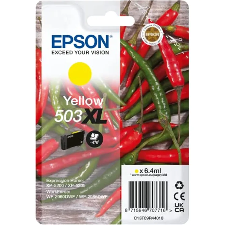Epson Original 503XL Tinte Chili Singlepack gelb XL, XP-5200 XP-5205 WF-2960DWF WF-2965DWF, ReadyPrint Flex-Tintentarife