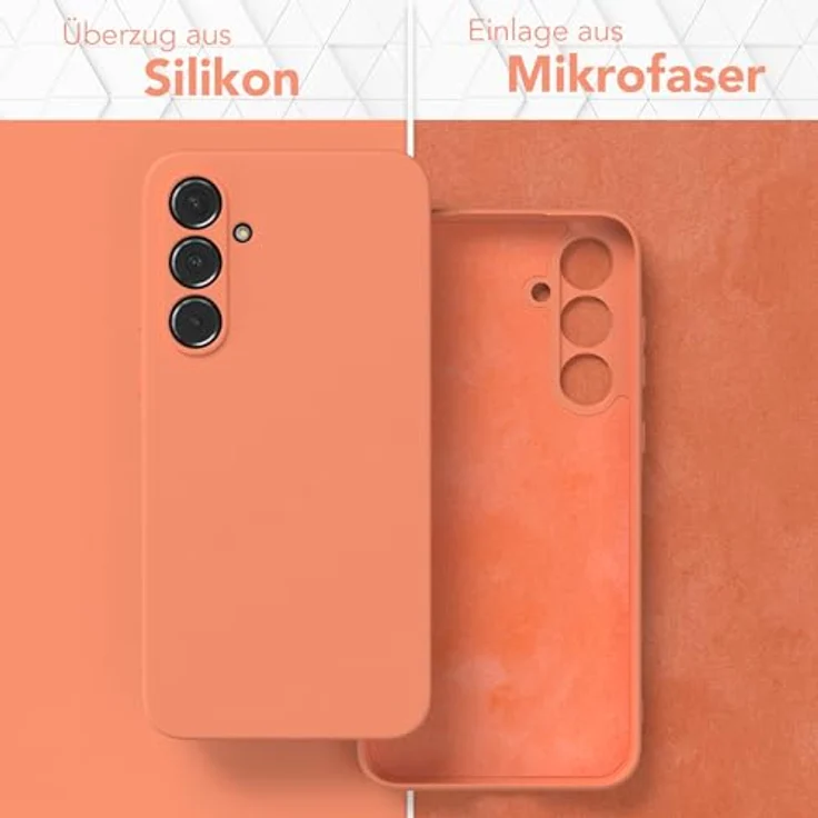 EAZY CASE Silikonhülle für Samsung Galaxy A55, stoßfest mit Kameraschutz, dünn, orange, kratzresistent, kompatibel mit kabellosem Laden – Bild 3
