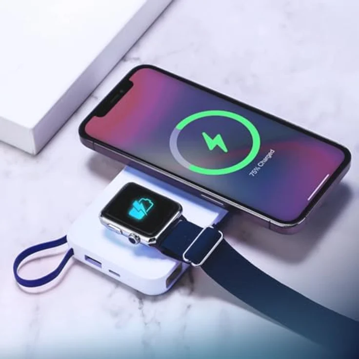3mk PastelUp Powerbank 10,000mAh 22.5W USB 1A1C, kabellose Qi-Batterie in Weiss mit induktiver Ladestation – Bild 5