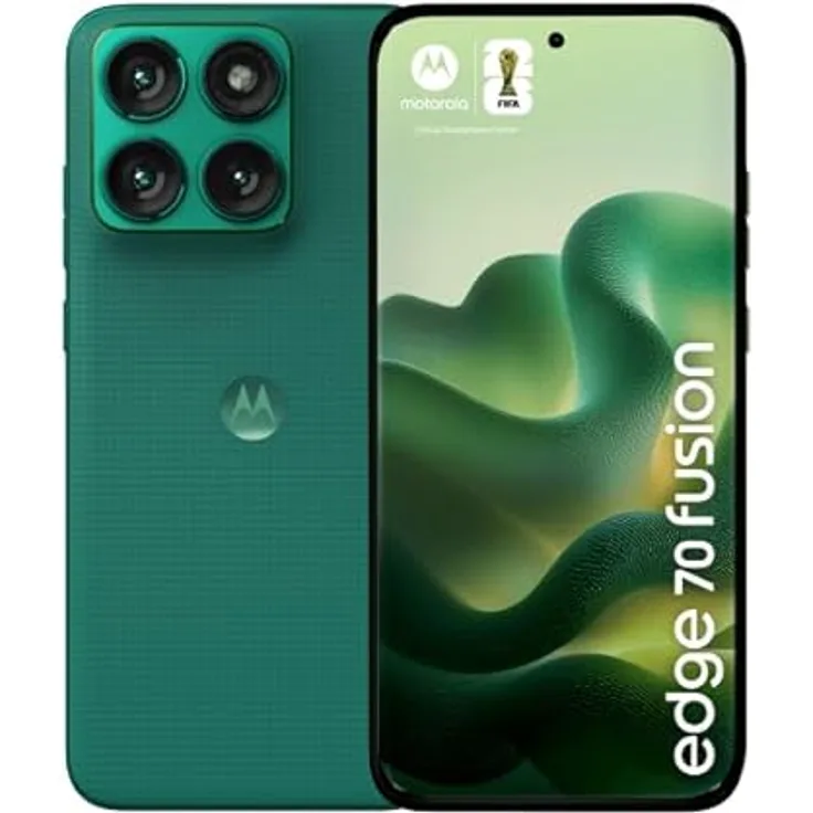 Motorola Edge 70 Fusion, Smartphone mit 256GB Speicher, 6,78 Zoll Super-HD-Display, grünes Gehäuse