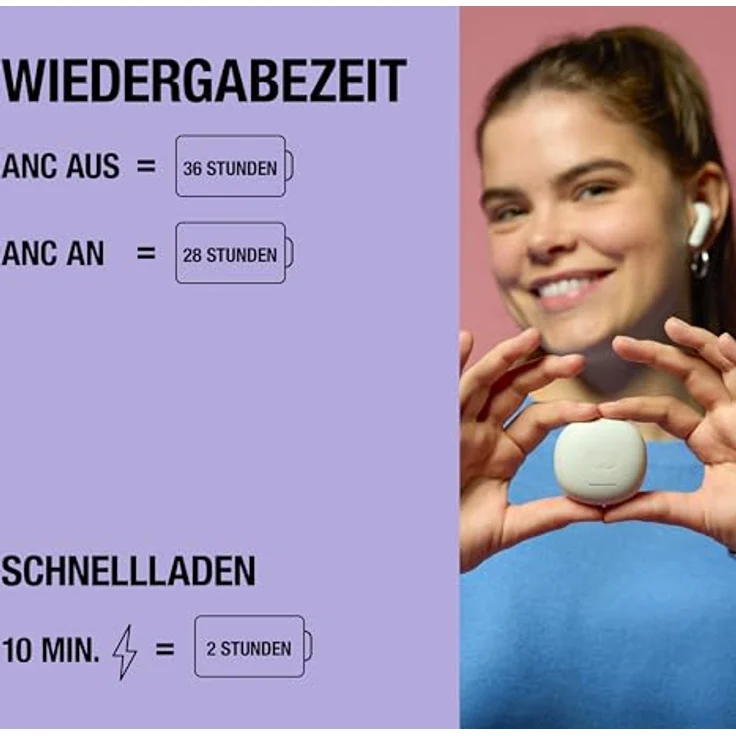 Fresh 'n Rebel Twins Fuse 2, Wireless In-Ear Kopfhörer mit Noise Cancelling, 36h Akku, Bluetooth 6.0, 2 Mikrofone, spritzwassergeschützt, Dreamy Lilac – Bild 3