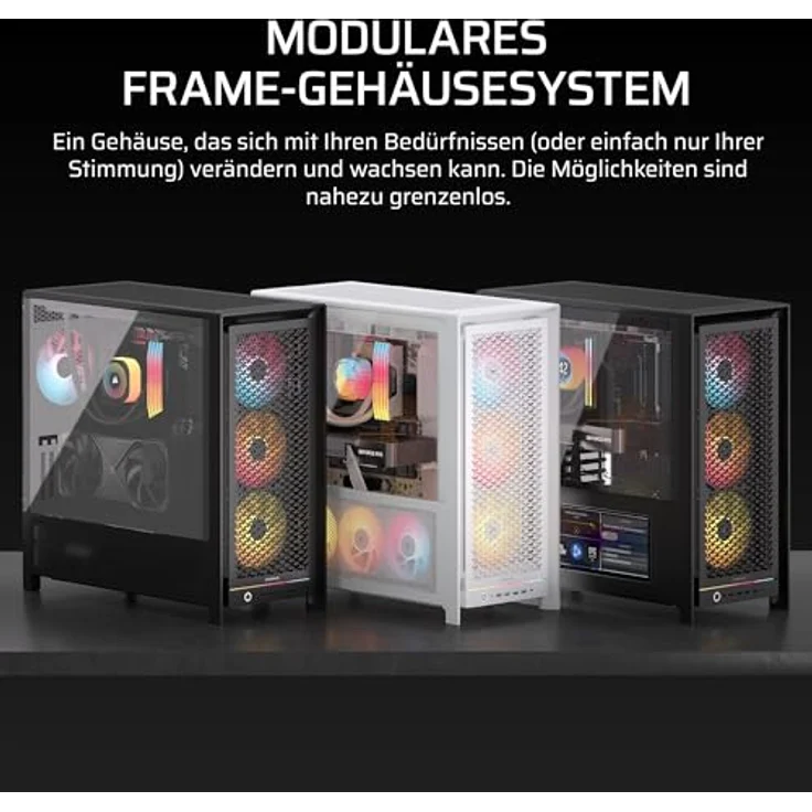 Corsair Frame 5000D RS ARGB Midi-Tower, E-ATX PC-Gehäuse mit Tempered Glass, bis zu 14 Lüfter und 4 vorinstallierten RGB-Lüftern - schwarz – Bild 4