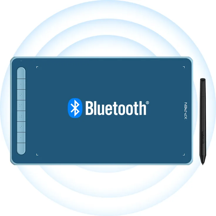 XP-Pen Deco LW 10 x 6 Zoll Grafiktablett mit Bluetooth-Funktion, 8 anpassbare Schnelltasten, X3 Elite Stift, blau