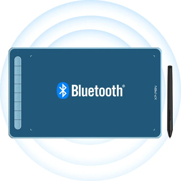 XP-Pen Deco LW 10 x 6 Zoll Grafiktablett mit Bluetooth-Funktion, 8 anpassbare Schnelltasten, X3 Elite Stift, blau