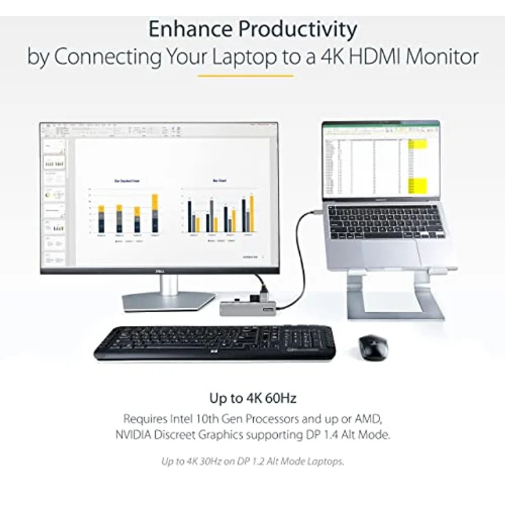 StarTech.com USB-C Multiport Adapter - USB-C auf 4K 60Hz HDMI 2.0, 100W Power Delivery Pass-Through, SD/MicroSD, 2 Port USB 3.0 Hub, GbE - USB-C Mini Dock - 30cm langes Kabel (DKT30CHSDPD1) – Bild 3