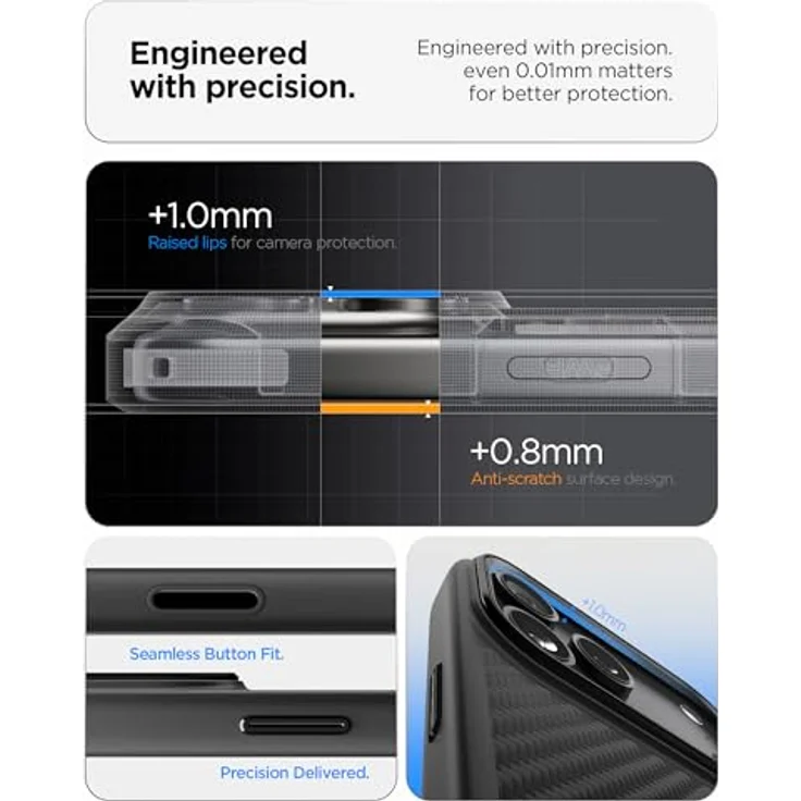 Spigen Enzo Aramid T MagFit Case für iPhone 17 Pro Max, Dünn Slim Stoßfest mit 2025 Upgrade Kamerasteuerung, echtes Aramid-Gewebe, schwarz – Bild 5