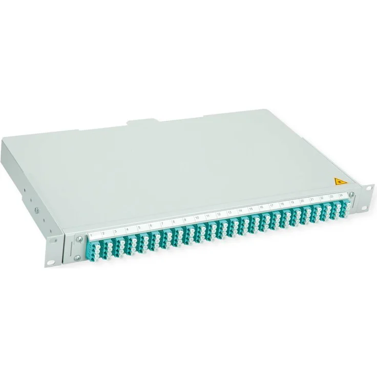Telegärtner BASIS V LWL-Panel, 24x LC Quad Kupplungen, türkis, OM3, spleißfertig mit Pigtails
