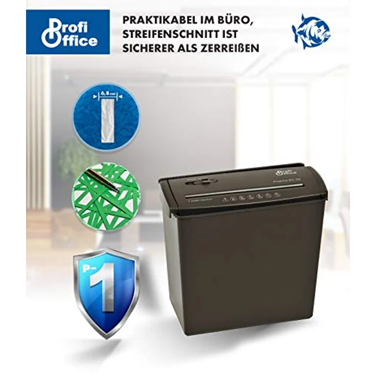 ProfiOffice Aktenvernichter Piranha EC5S , 5 Blatt, 6.8 mm Streifenschnitt (91944) – Bild 3