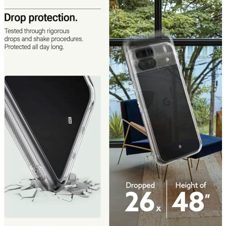Caseology Capella für Google Pixel 8a Hülle [kristallklar] Fallschutz in Militärqualität, seitliche Griffmuster - Crystal Clear – Bild 4