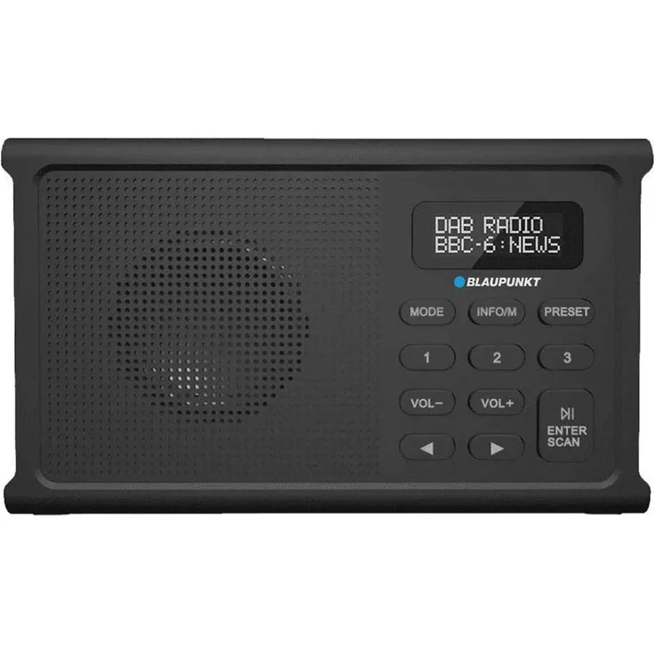 Blaupunkt DR3BK, Tragbares Radio mit LCD-Anzeige, 40 FM-Speicherplätzen, Weckerfunktion, USB-C Aufladung, transparent