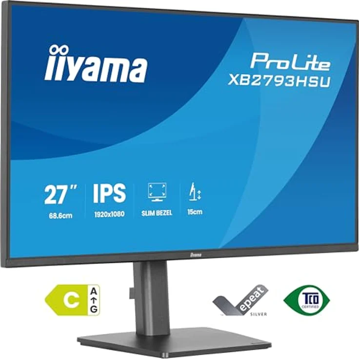 iiyama Prolite XB2793HSU-B1, 27" IPS LED-Monitor Full-HD 120Hz mit Höhenverstellung, Pivot und USB-Hub, schwarz – Bild 5