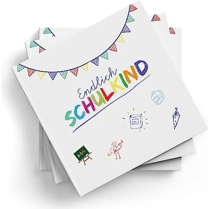 itenga Gästebuch Tafel für Erster Schultag Einschulung und Schulanfang Erinnerung Album 88 Seiten für Mädchen und Jungen (weiss) – Bild 3