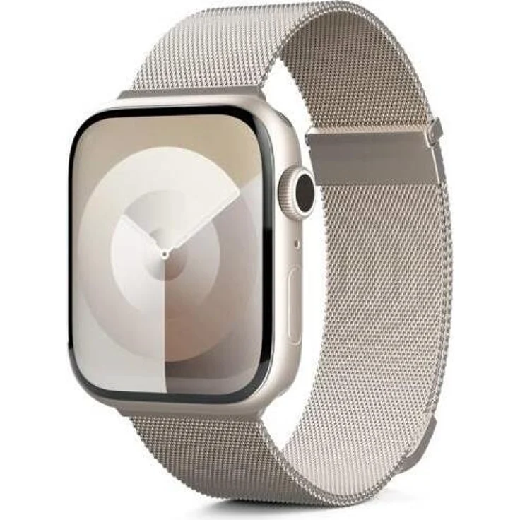 Epico Milanese+ Uhrenarmband für Apple Watch SE/Serie 1-9 (38/40/41mm)/10 (42mm) - Edelstahlgewebe mit Magnetverschluss, Star White
