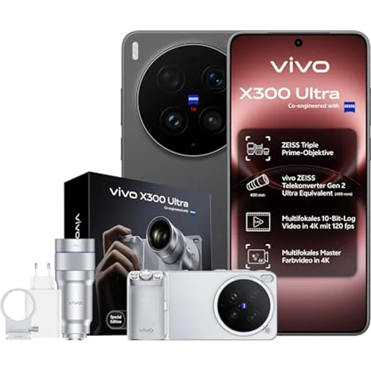 Vivo X300 Ultra Smartphone 1 TB, 16 GB RAM, 200 MP Triple-Kamera, 6600 mAh Akku, 5G, Dual SIM, Schwarz – Bild 1