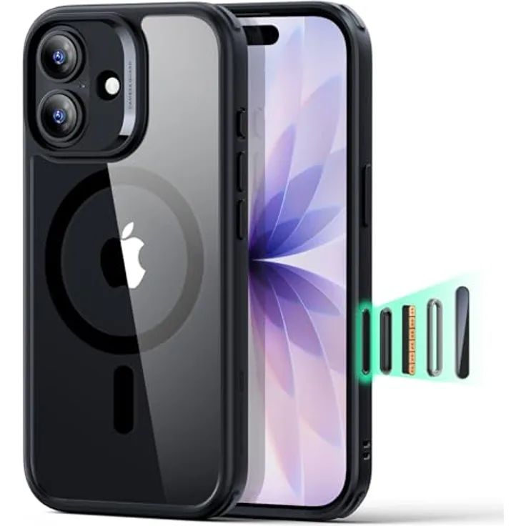 ESR Classic Hybrid HaloLock Case für Apple iPhone 17, Transparent/Schwarz, MagSafe-kompatibel mit Kamerasteuerung und Militärschutz