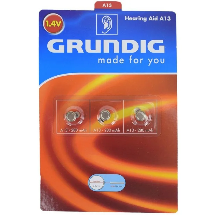 Marabellas Shop Grundig Knopfzellenbatterien 3-tlg. Alkaline, Lithium und Hearing Aid Batterie, (3 St), universell einsetzbar
