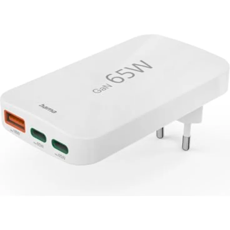 Hama Schnellladegerät, 2X USB-C, 1x USB-A, PD, 65 W, weiß