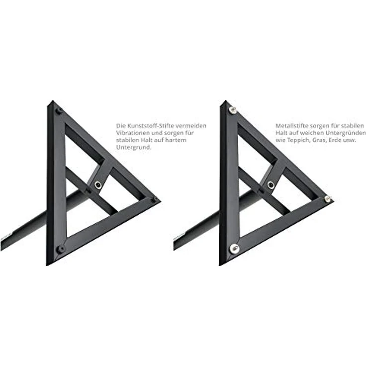 Pronomic SLS-10 Stativ für Studio Monitor Ständer (Höhenverstellbar 80 cm bis 130 cm, Dreiecksbasis, Gummifüße, Dornenfüße-Spikes, Stahl, Trägerplatte mit Gummistreifen) Schwarz pulverbeschichtet  – Bild 6