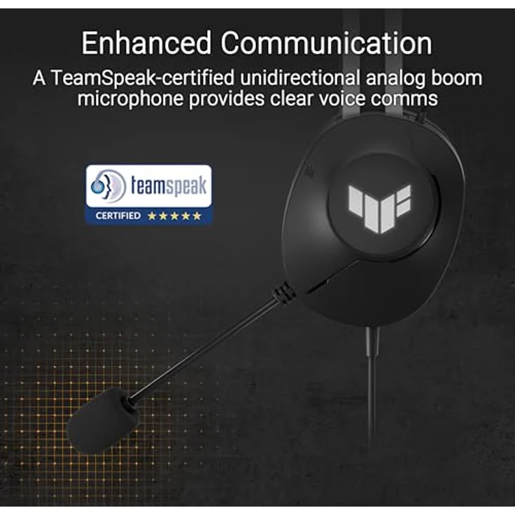 ASUS TUF Gaming H1 Gen II kabelgebundenes Gaming-Headset, virtueller 7.1-Surround-Sound, TeamSpeak-zertifiziertes Mikrofon, TUF-Logobeleuchtung – Bild 4