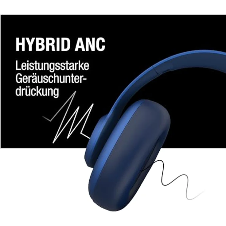 Fresh 'n Rebel Clam Ace Bluetooth Kopfhörer Over Ear mit Hybrid Active Noise Cancelling, 60 Stunden spielzeit, Perfect Calling, Schnellladung, Wind-Noise Cancelling, Tastensteuerung (Blau) – Bild 3