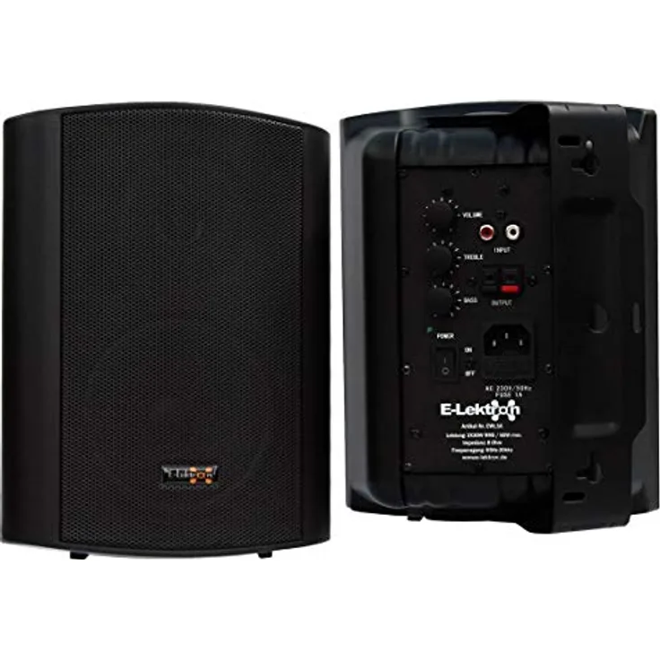 E-Lektron EWL5A Stereo Aktiv Lautsprecher Paar inkl. Wandhalter - 5" 2X 60W Schwarz