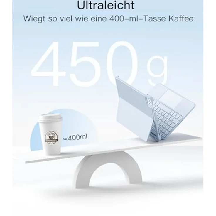 Inateck Hülle mit Tastatur für iPad 11 Zoll (A16, M3), Abnehmbar, 7-farbige Beleuchtung, QWERTZ, mit Touchpad, Blau – Bild 2