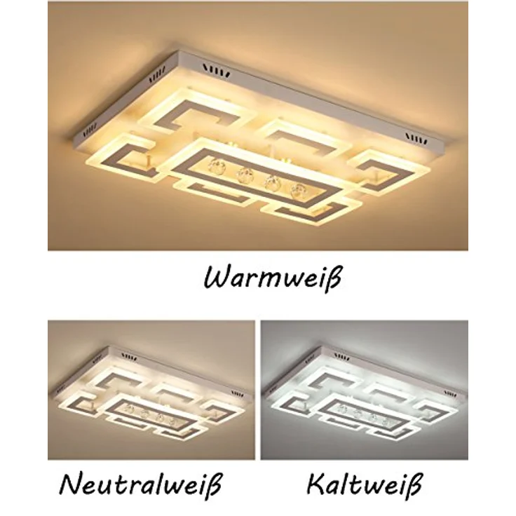 Eurotondisplay LED Deckenleuchte XW803 75x50 mit Fernbedienung dimmbar kaltweiß-warmweiß 70W, weiß – Bild 3