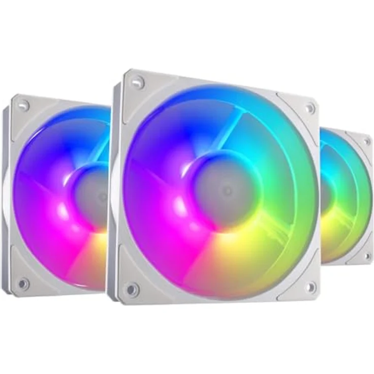 Cooler Master Mobius 120P ARGB 3-Pack White, 120 mm PC Lüfter mit innovativem Ringblatt-Design und A1 Mini-LED-Controller – Bild 2