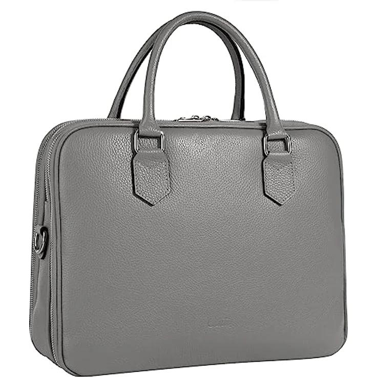 Cluty Aktentasche, echt Leder, Made in Italy, 28x35x13 cm, mit abnehmbarem Schultergurt und mehreren Fächern – Bild 3