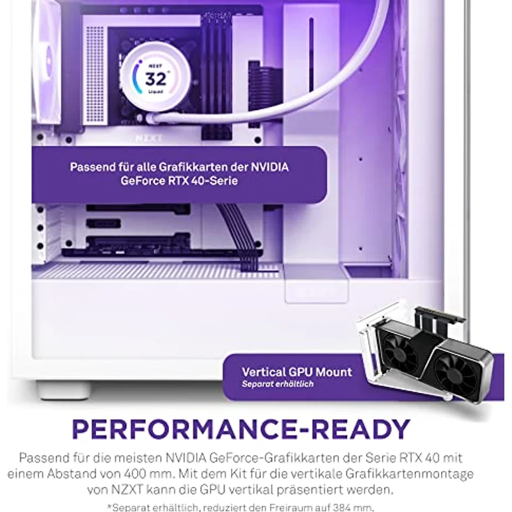 Nzxt H7 Elite 2023 - CM-H71EW-02 - ATX Mid-Tower Gaming PC-Gehäuse - USB-C Port - Tempered Glass Front- & Seitenteil - 3X F-Series 140mm Core RGB Fans inklusive - Für Wasserkühlung Ready - Weiß – Bild 5