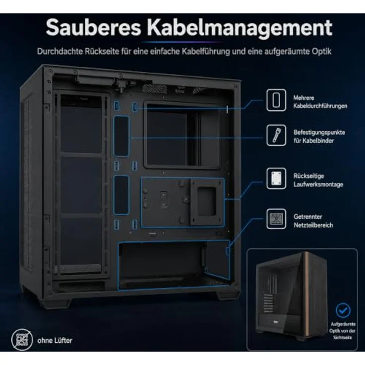 Darkflash DS900WS ATX Computer Case, Midi Tower Gehäuse, Schwarz, mit Tempered Glass und Platz für 12 Lüfter – Bild 6