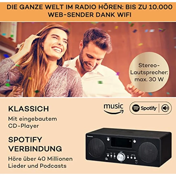 Auna Tragbares DAB Radio mit CD Player, Bluetooth, TFT Display, Klein - Küchenradio mit MP3, Digitalradio, Wecker und Fernbedienung – Bild 3