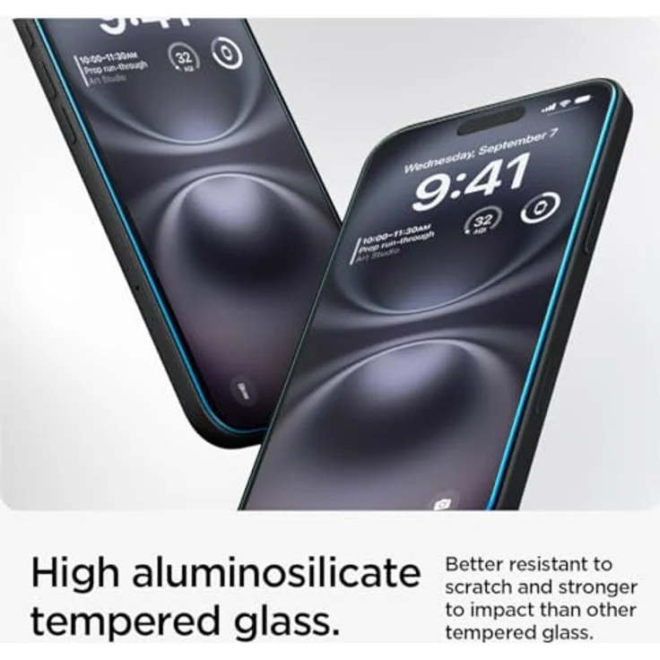 Spigen Glas.tR EZ Fit Displayschutzfolie 2er Pack kompatibel mit iPhone 16, iPhone 15, kratzfest, 9H Härte, transparent – Bild 3
