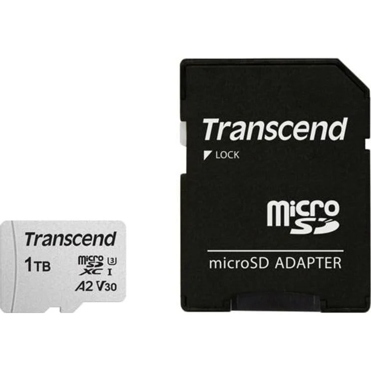 Transcend SD microSD Card SDXC USD300S-A w/Adapter (microSDXC, 1000 GB, U3, UHS-I), Speicherkarte – Bild 1