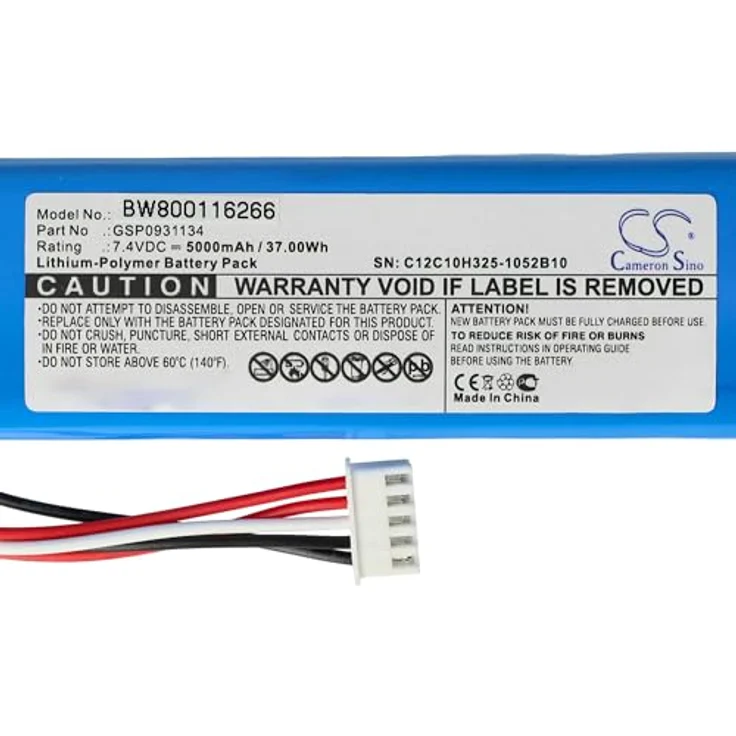 vhbw Akku passend für JBL Xtreme Bluetooth Lautsprecher Box ersetzt Gsp0931134 - (Li-Polymer, 5000mAh, 7.4V) - Ersatzakku, Batterie – Bild 6