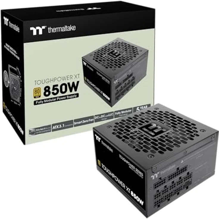 Thermaltake Toughpower XT 850W, PC-Netzteil mit 80 PLUS Gold, vollständig modular, 1x 12-Pin High Power GPU, 4x PCIe-Anschlüsse – Bild 1