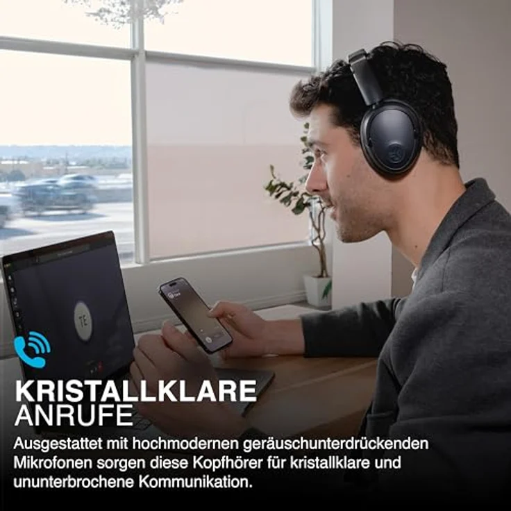 JLab JBuds LUX ANC Smart-Kopfhörer Graphit - Kabellose Over-Ear-Kopfhörer mit Mikrofon, 70+ Stunden Spielzeit, Faltbare Bluetooth, Multipoint und anpassbarem Sound – Bild 3