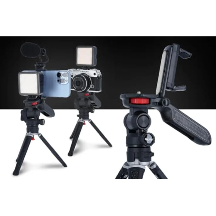 Rollei Creator Grip Ministativ, Dreibeinstativ für Kompaktkameras und Smartphones, 360° drehbarer Kopf, rutschfester Halt, leicht und kompakt – Bild 2