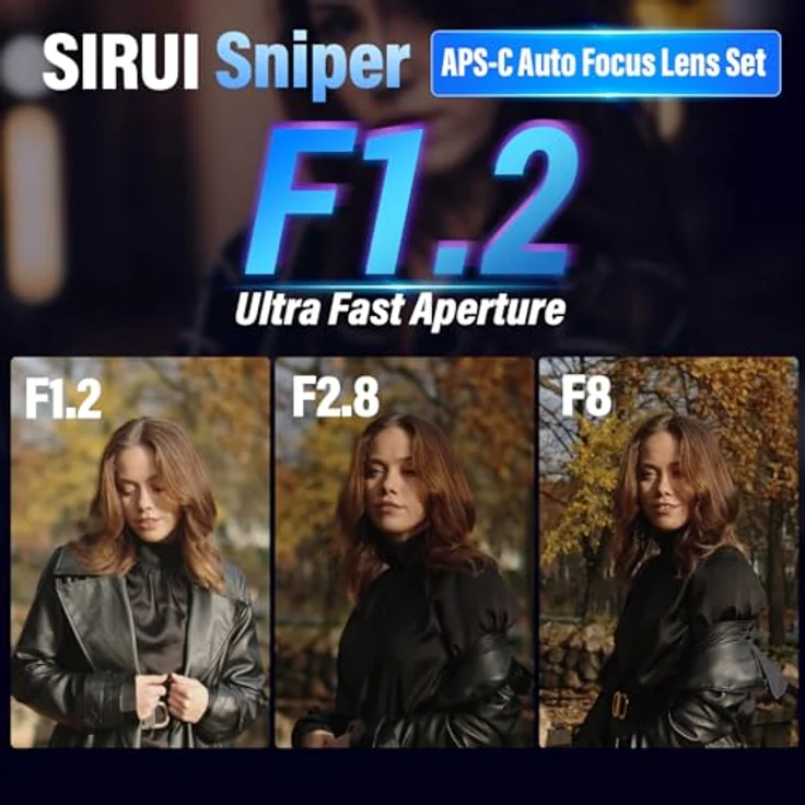 SIRUI Sniper 56 mm Autofokus-Objektiv, F1.2 Weitwinkel-APS-C Kameraobjektiv für A5 A6 A7 FX A9 ZV-E Serie (E-Mount, weiß) – Bild 2