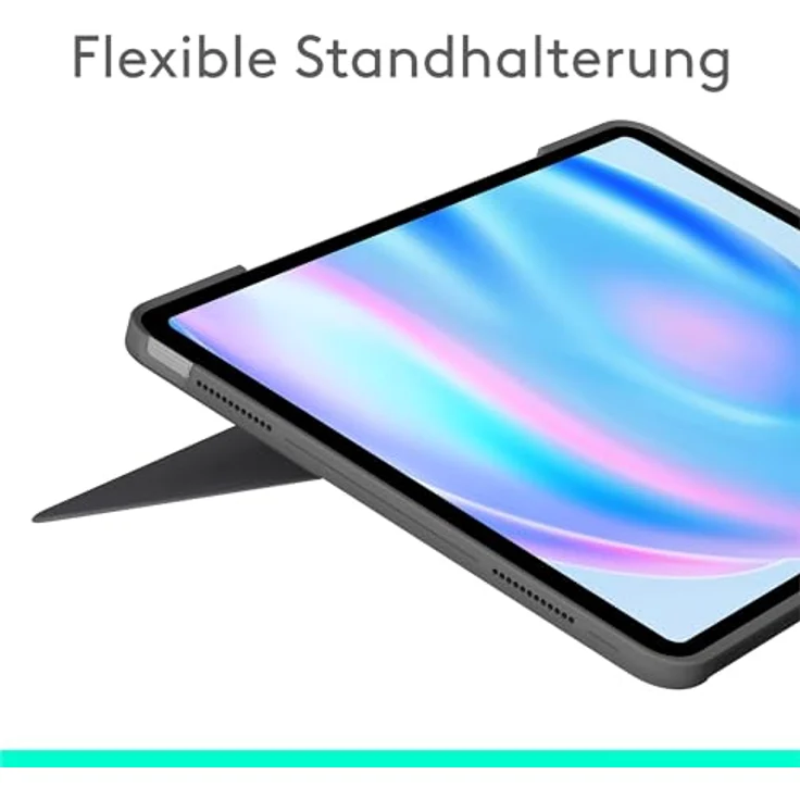 Logitech Combo Touch iPad Air 11 Zoll (M2), iPad Air (4. und 5. Generation - 2020, 2022)(2024) Tastatur-Case - Abnehmbare Tastatur mit Hintergrundbeleuchtung und Halterung, DEU QWERTZ-Layout - Grau – Bild 2
