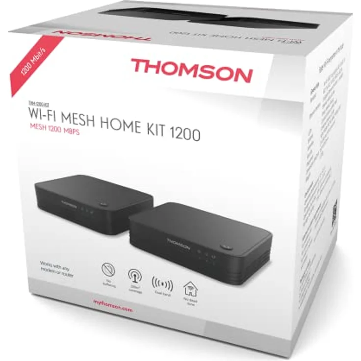 Thomson WLAN Verstärker, Wi-Fi MESH Home Kit 1200, 2 WLAN Mesh Extender, Access Points, Repeater 1200 Mbit/s, Flächenabdeckung bis zu 200m2, 3X Ethernet-Anschlüsse, THM1200KIT – Bild 5