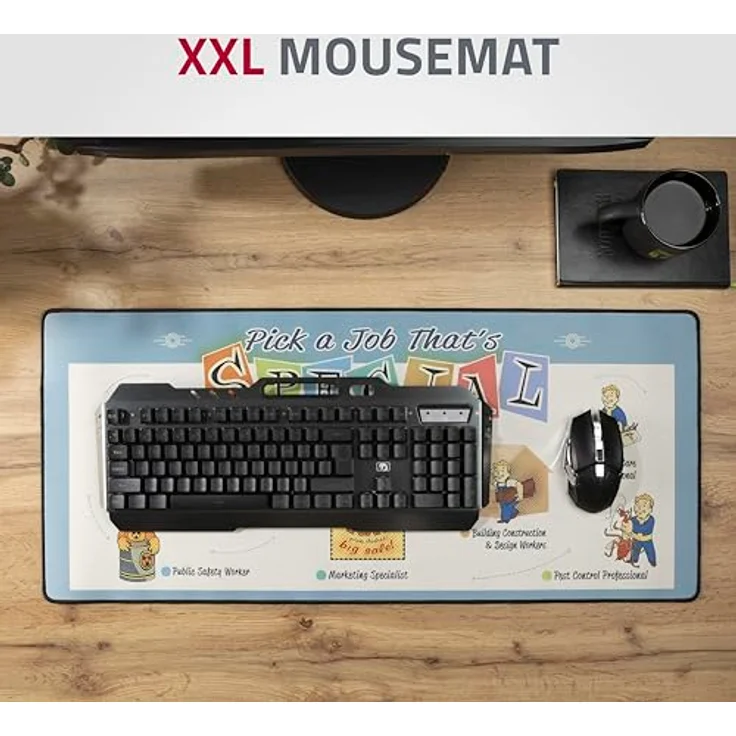 DEVplus Fallout XXL Mousepad Special (XXL), Mausmatte mit 80 x 35 cm, mehrfarbig, rutschfester Gummirückseite, official licensed by Bethesda – Bild 5